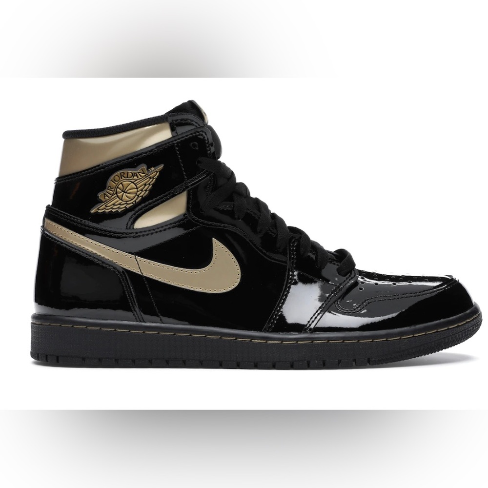 Men’s sz 9 Nike air Jordan 1 retro high black metallic gold